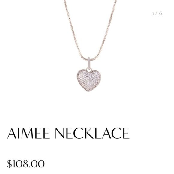 Aimee Necklace - Platinum Plated/ 76 Prong Set White Cubic Zirconia - Picture 2 of 5